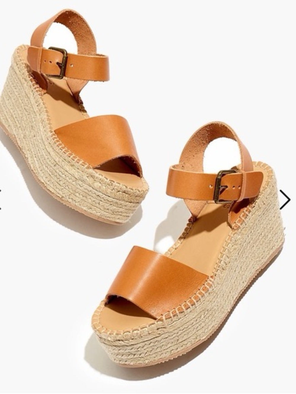 SALUDOS Women’s Minorca Espadrille Leather Platform Wedge Sandals in Tan NEW 8.5